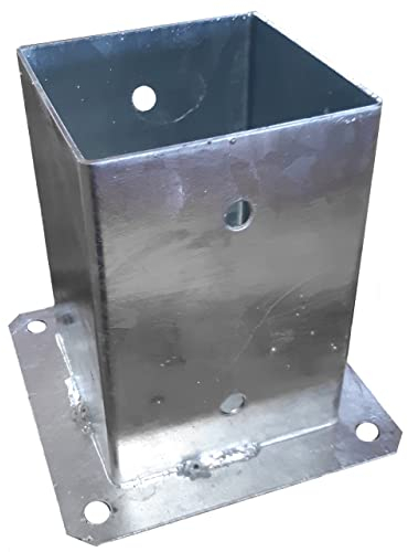 Bolt Down Square Bracket for Pergola Posts Heavy Duty Hot-Dip Galvanised Post Fence Foot Base Support Size: 90mm x 90mm (3.54x3.54)