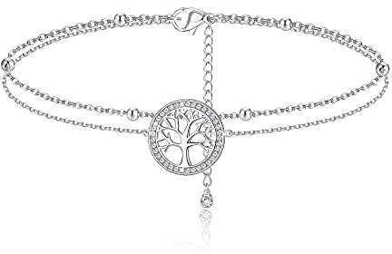 Chriscoco Arbre De Vie Bracelet Femme Filles Argent Sterling 925 Réglable Des Bracelets de Chaîne pour Noël Fête Des Mères Bijoux Cadeau