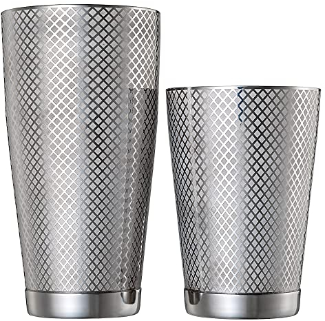 Barfly Juego de coctelera de celosía de diamante, acero inoxidable
