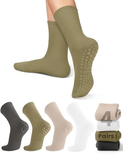 YeuG Grip Pilates Socks for Women - Non-Slip Yoga, Slouch Scrunch, Grippy for Barre, Ballet, Barefoot Workout