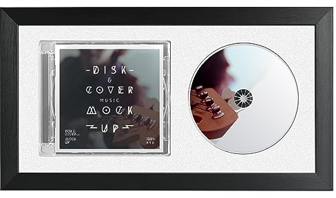 TAYRTVO CD-Musikrahmen, 20,3 x 30,5 cm, mit weißer matter Displayscheibe und CD-Box, hergestellt aus Massivholzrahmen