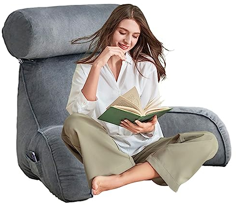 AMZZHAO Lesekissen Stützkissen Bücherkissen Bettruhekissen Rückenkissen Keilkissen Nackenkissen Dekokissen Fernsehkissen mit Armlehnen und Nackenstütze für optimalen Sitzkomfort