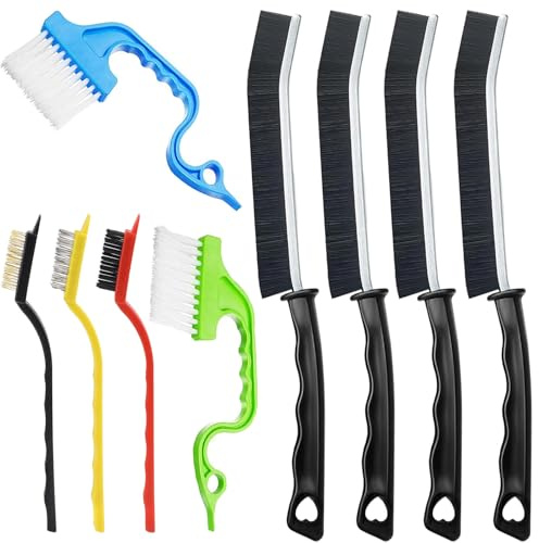 Guimertt Cleaning Brush, 9 Pcs Hard Bristle Crevice Cleaning Brush Set for Kitchen Bathroom Toilet Grout Bottle Gap Window Tracks, Multifunctional Home Essentials Scrub Cleaning Tools