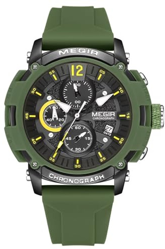 FORSINING Herren-Armbanduhr, Quarz, analog, Sport, Chronograph, lässig, wasserdicht, Kalender, Datumsanzeige, Herren-Armbanduhr, leuchtend