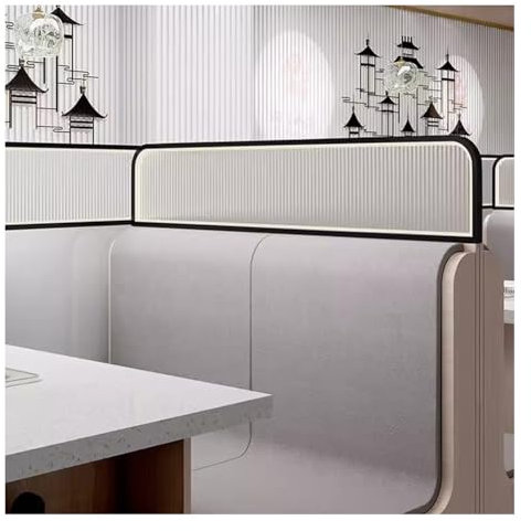 Artiz Trennwände Mit LED-Licht Für Essbereich, Bildschirmpartition Auf Arbeitsplatte Gestreifte Matte Glas Restaurant Dekorative Trennwände 25cm H Anbauwand (Farbe : Black-A, Größe : 100x25cm)