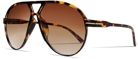 GUVIVI Retro Aviator Sunglasses for Women Men Oversized Classic 70s Vintage Trendy Tangle Free Square Aviators Tortoise Sun Glasses
