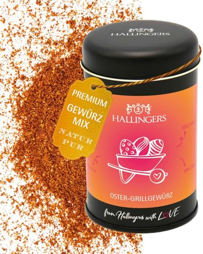 Hallingers Genuss Manufaktur Gewürzmischung Oster-Geschenk - Koch-Gewürze in edler Geschenk-Dose Oster Grillgewürz für Marinaden, Fleisch & Geflügel, Ostern Körbchen für Frauen Männer