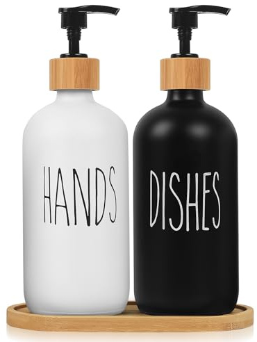 2 st 500 ml pumpflaskdispenser, glastvåldispenser, kök badrumslotioner hand- och disktvål handtvätt schampoflaskor med pump, påfyllningsbart schampo och balsam dispenser flaskor