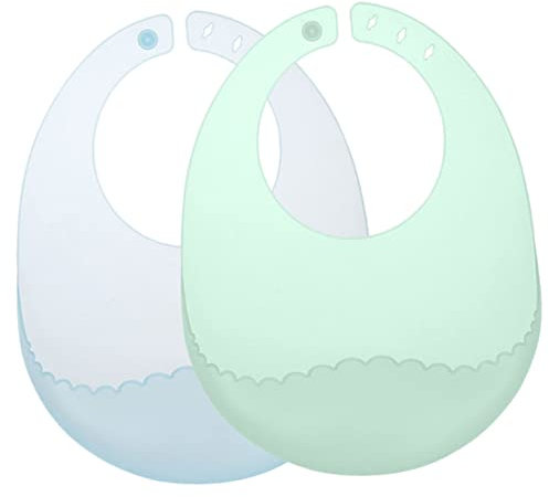 TOYANDONA 2stücke Silikon Lätzchen Für Mädchen Und Jungen Weiche Wasserdichte Und Leichte Schlabberlätzchen Mit Auffangtasche Für Fütterung Und Beim Zahnen Und Frischgrün