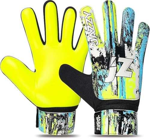 Jazzy Sports Soccer Goalie Gloves for Kids,Youth Goalkeeper Gloves Anti Slip 4mm Latex Palm with Strong Grip Double Wrist Protection