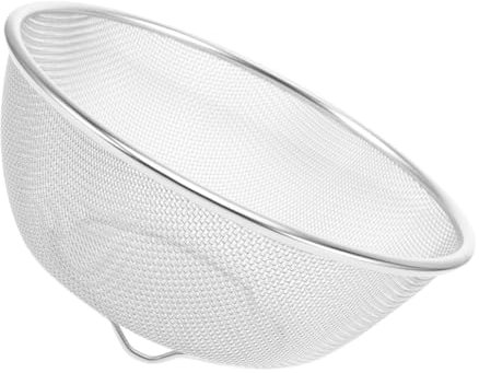 PRETYZOOM Colino da Cucina Scolapasta in Acciaio Base Stabile per Lavaggio Frutta e Pasta Colino a Rete per Drenaggio e Filtraggio Preparazione Alimenti Gadget da Cucina Silver