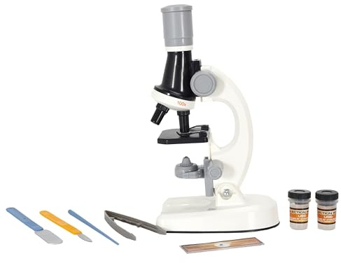 Jeux 2 MOMES, EA0037, Microscopio didattico per Bambini, Kit Completo di Strumenti e Campioni, Ideale per l'esplorazione scientifica, Leggero ed ergonomico, Nero, Bianco, Misura: Standard