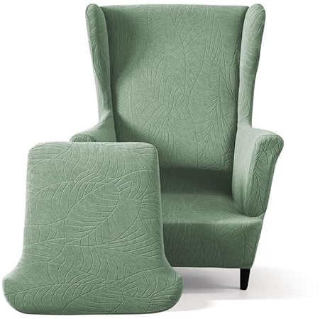 Mingfuxin Wingback Chair Covers, 2 Piece Set Stretch Armchair Sofa Slipcovers with Cushion Covers,Thicken Washable Wing Chair Slipcover Furniture Protector for Living Room Bedroom