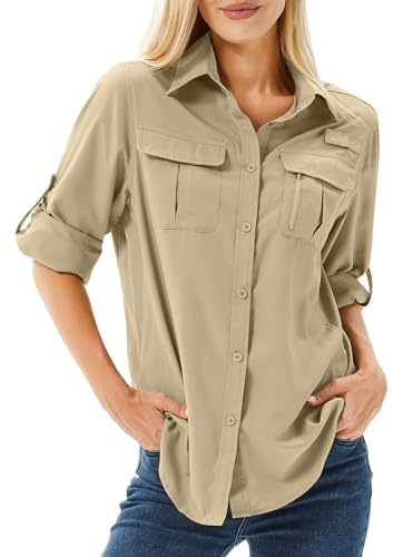 Winebox Women's UPF 50 Shirts Long Sleeve Sun Protection UV Quick Dry Casual Outdoor Safari Walking Fishing Hiking Travel Shirts