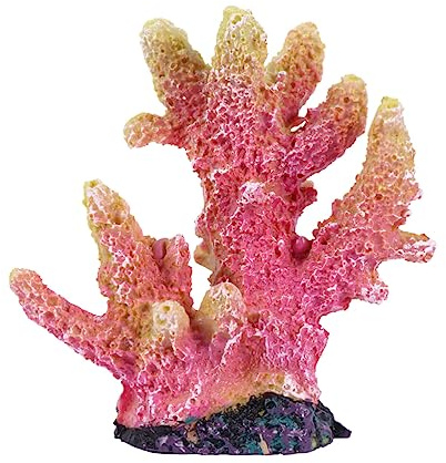 BELLIFFY Künstliche Korallen Ornamente für Aquarium Dekoration aus Kunstharz mit Realistischer Optik in Orange und Sicher für Süß und Meerwasser Aquarien