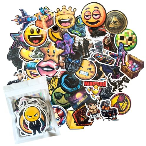 HNTR Laptop Aufkleber für Erwachsene | 50 Gaming Sticker für Scrapbook, Stickerbuch, Laptop, Kindle & mehr