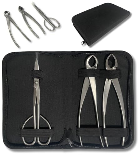 Bonsai Professional - Kit attrezzi per la manutenzione di Bonsai con forbici, potatore concavo e dritto essenziali