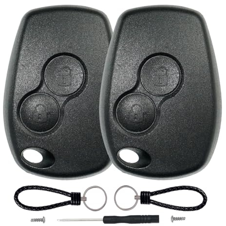 SUPALAND 2 Stück Autoschlüssel Gehäuse für Renault Kangoo Twingo Clio Wind Master Trafic Switch Grand Modus, Fernbedienung Auto Schlüsselgehäuse, 2 Tasten mit 2 Schlüsselring, 1 Schraubenzieher
