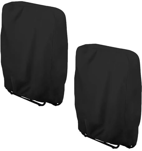 SEIWEI 2 pièces Housses de chaise pliante pour extérieur, 71x110x20cm Housse de chaise Oxford imperméable pour patio pour la protection des meubles de jardin (Noir)