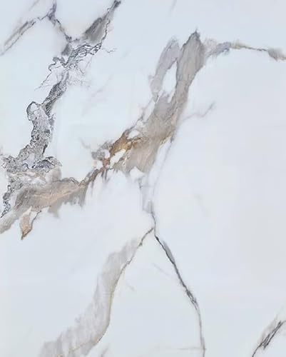 Générique Revêtement Mural PVC Effet Marbre, 260 x 122 cm, Auto-adhésif, Imperméable, Style Contemporain, Blanc
