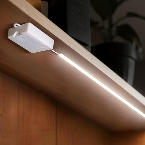 StarryEver 1 tira LED COB con pilas, 1 m, 320 LED, 90+, eficiencia de reproducción cromática, 6000 K, color blanco frío, autoadhesiva, para armarios, escaleras, camas, lavandería