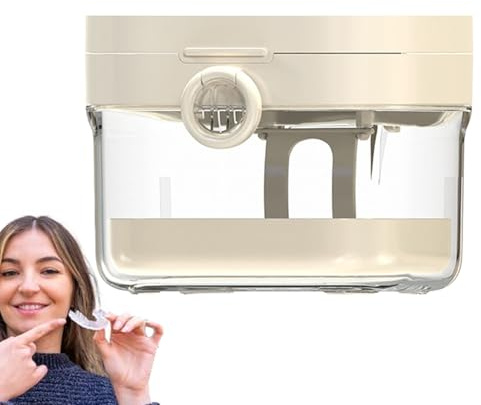 Conteneur à dents - Verre pour le nettoyage des prothèses dentaires, protection des dents avec kit de nettoyage et miroir intégré pour les adolescents, les, les personnes âgées et les porteurs
