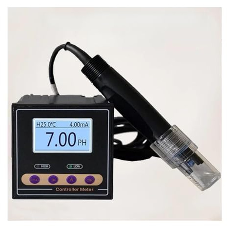 VCHICS Testeur de pH du Sol, Contrôleur de pH-mètre en Ligne avec RS485, Sortie à Bas Prix, contrôleur de pH-mètre hydroponique Automatique pour Jardin et Plantes en Pot(Rojo)