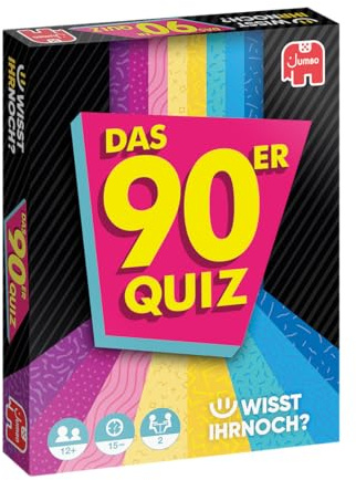 Jumbo Wisst Ihr Noch? Das 90er Quiz, Nostalgisches Fragespiel, Ab 12 Jahren | Mit 200 Fragen zu Musik, TV & Kult der Achtziger, 2 Spieler