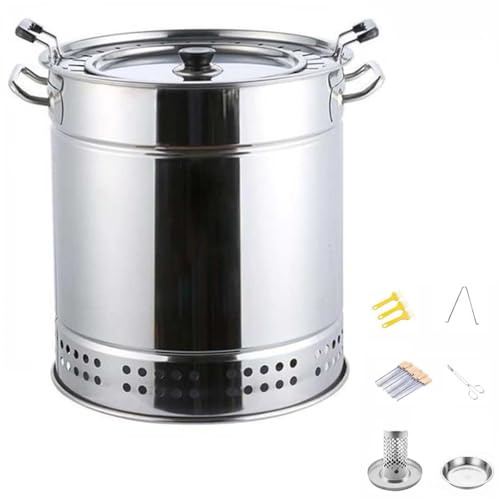 DEEguess FûT à RagoûT Monocouche Suspendu sans FuméE en Acier Inoxydable, Peut Contenir 20 Brochettes De Barbecue, Barbecue Polyvalent à 360°, Adapté Aux Pique-Niques en Camping,7-pcs