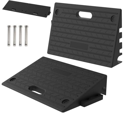 5.0 Rise Rubber Threshold ramp for Doorway/Cars, Step/Stair Rubber ramp with with Non-Slip Surface for wheelchairs/Curb/shed, 2200Pounds Load Capacity.