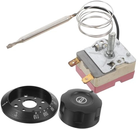 ULTECHNOVO Termostato para Freidora y Horno Selector de Temperatura y Tapa Negra Ac16a, Compatible Calentadores Eléctricos en Uso Doméstico y Comercial