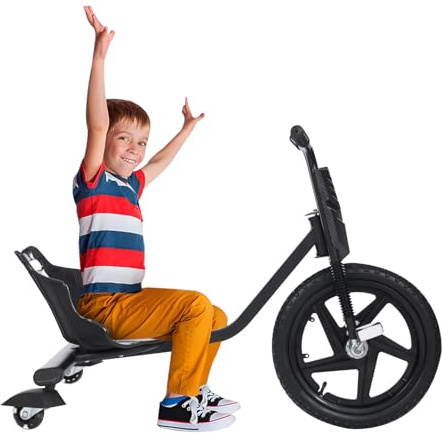 Drift Trike 90 * 68 * 60cm 80kg Vergrößerte Vorderräder Kinder Drift Roller Längen Verstellbares Design Flexibleren Driftmodus Bilden Sicherheit Drift Scooter für Kinder ab 6 Jahren (Schwarz)