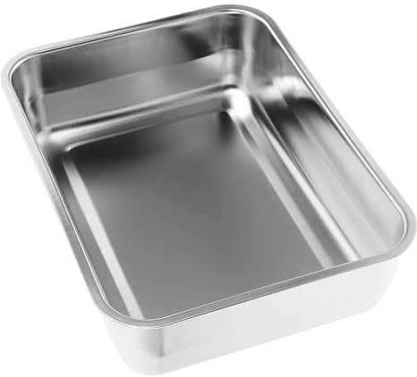 BIUDECO Stainless Steel Rectangular Roasting Pan Deep and Thick Fish Roaster Tray for Oven and Induction Cookers Lightweight Kitchen Baking Tray for Home Restaurant Hotel Use
