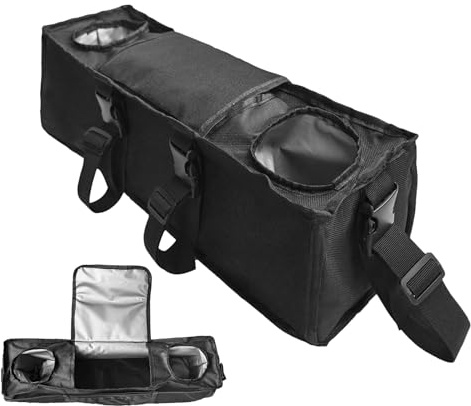 Arroopu Organisateur De Poussette | Accessoire de Rangement pour Poussette - avec Porte-Isolés et Sangle d'attache, Fixation Spacieuse et Sécurisée pour Couche, Bouteille d'eau, Voyage,