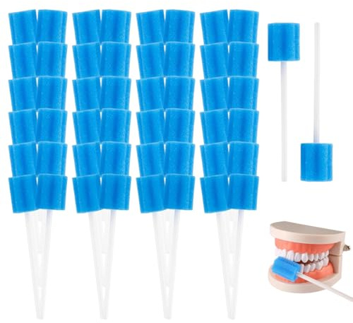 LACHT 50 Stück Mundpflegestäbchen, Mundhygiene, Mundpflegestäbchen Wattestäbchen, Geschmack Neutral, Mundpflegestäbchen Für Reinigung Zahnkliniken(Blau)