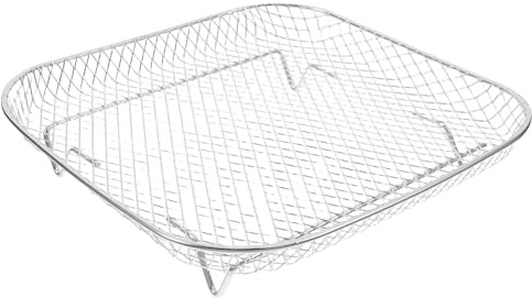 UTHCLO Quadrata in Acciaio Resistenti per Friggitrice ad Aria Supporto Singolo Regolabile per Cottura Uniforme Essiccazione e Scolatura Olio Accessorio Compatto Multiuso per Grigliare e