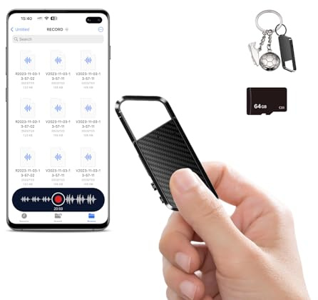 NekSide 64GB Grabadora de Voz móvil con reconocimiento de Voz - Grabadora móvil con DSP5.0 y OTG - 6000h de Contenido - Mini grabadora de Voz para reuniones, entrevistas, Clases -64GB