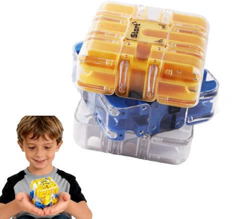Hwsyin 3D Labyrinth Würfel, Zauberwürfel 3D Labyrinth Puzzle Mit Rollenden Kugeln,Zauberwürfel Spielzeug Interaktives Gehirntraining,Labyrinth Würfel Maze Cube für Erwachsene und Kinder (Blau)