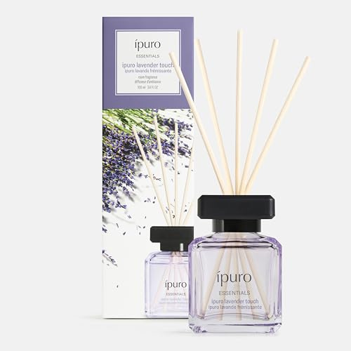 ipuro Essentials LAVENDER TOUCH Raumduft mit Stäbchen 100 ml - Raumerfrischer mit Lavendel, Zitrus, Blüten, Minze & Moschus Duft Aroma - Diffuser mit Stäbchen - Lufterfrischer für die Wohnung