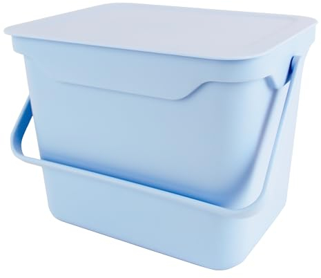 Easy Eco Pastel Blue Kitchen Compost Caddy/Food Recycling Waste Bin - 5 Litre (5L)