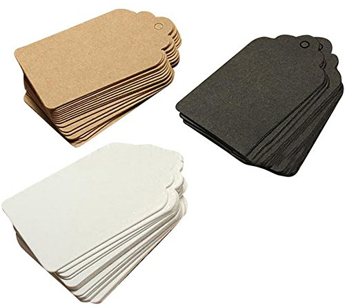 HugeDE 200 Stück Klein Rechteck Kraftpapier Geschenk Anhänger Geschenkanhänger Hängeetiketten Anhängeschilder Schwarz