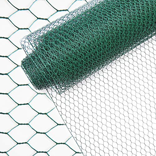 INDUTEC Sechseckgeflecht Drahtzaun Drahtgeflecht Gartenzaun Hasendraht - grün - MW: 13 mm | H: 50 cm | L: 10 m Rolle