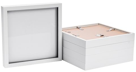Nicola Spring 3D Shadow Box Photo Frames - 20 x 20 (50 x 50cm) - Pack of 5 - White 3D Photo Frame Picture Frame Box Large Display Case for Object, Crafts, Keepsakes, Wedding, Graduation