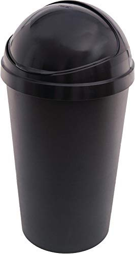Sterling Ventures Plastic 50L Bullet Bin with Sliding Lid Waste Rubbish Dirt Paper Bin (Black)