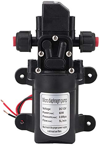 Selbstansaugende Wasserpumpe, DC12 V, selbstansaugende Hochdruckmembran, Wasserpumpe für Autowäsche, Bootswäsche, Gartenreinigung, 5 l/min, 60 W