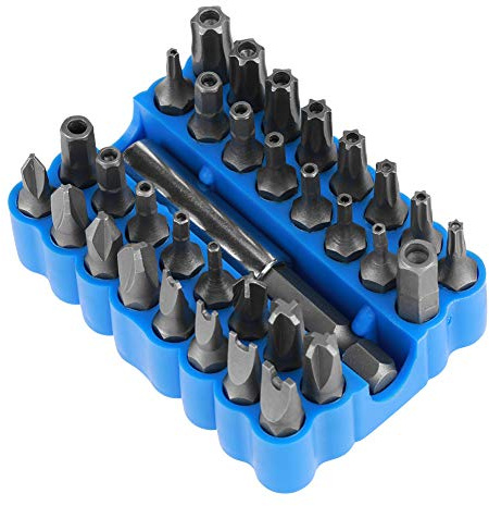 Kit d'Embout de Tournevis, 33Pcs Bits de Tournevis Magnétique Multifonctionnels Mèche Étoile Inviolable/Tri-Wing/Hex/Clé avec Extension Porte-Embout