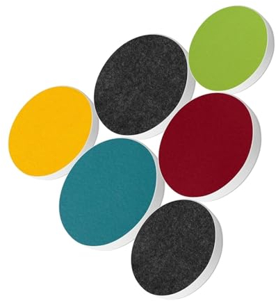 platino24 Akustikpaneele 6 Elemente Colore Kreis Ø 40 & 55 cm Set aus 5 Farben I Schallabsorber aus Basotect G+ mit Akustikfilz I Schalldämmung Wand & Decke I Akustikelemente Wandpaneel