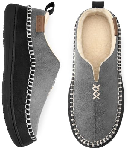 EverFoams Men's Moccasin Slippers Memory Foam Anti-skid Sole Soft Shoes | Machine-washable, Gifts, Anti-slip Sole, Lightweight, Indoor and Outdoor, Cozy