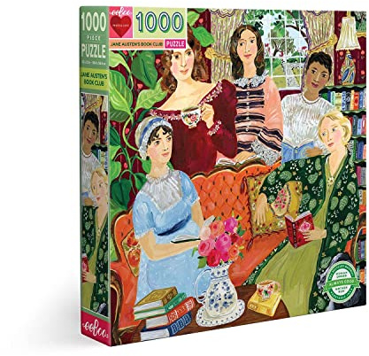 eeBoo 1 000 bitar Jane Austeen's Book Club-pussel för vuxna i återvunnen kartong med kända författare-PZTJAB