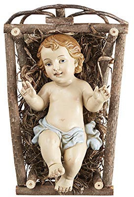 Autom Infant Jesus W/Crib - Brown, 8.25 L, Classic, Religious, Christmas